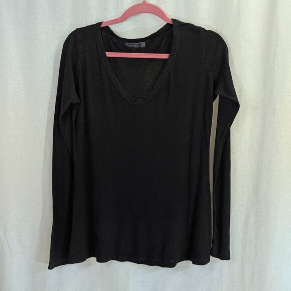 Michael Stars One Size Fits Most (S, M) Black Long Sleeved V-Neck Tee - Picture 1 of 10